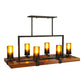 Meyda Lighting Grand Terrace 38" 10-Light Wrought Iron Island Chandelier With Frosted Amber Shade Glass