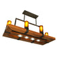 Meyda Lighting Grand Terrace 38" 10-Light Wrought Iron Island Chandelier With Frosted Amber Shade Glass