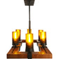 Meyda Lighting Grand Terrace 38" 10-Light Wrought Iron Island Chandelier With Frosted Amber Shade Glass