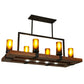 Meyda Lighting Grand Terrace 38" 10-Light Wrought Iron Island Chandelier With Frosted Amber Shade Glass