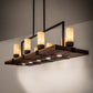 Meyda Lighting Grand Terrace 48" 13-Light Oil Rubbed Bronze & Walnut Wood Island Pendant Light With Creme Carrara Idalight Shade