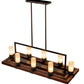 Meyda Lighting Grand Terrace 48" 13-Light Oil Rubbed Bronze & Walnut Wood Island Pendant Light With Creme Carrara Idalight Shade