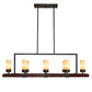 Meyda Lighting Grand Terrace 48" 13-Light Oil Rubbed Bronze & Walnut Wood Island Pendant Light With Creme Carrara Idalight Shade