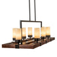 Meyda Lighting Grand Terrace 48" 13-Light Oil Rubbed Bronze & Walnut Wood Island Pendant Light With Creme Carrara Idalight Shade