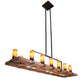 Meyda Lighting Grand Terrace 72" 14-Light Walnut Stained & Timeless Bronze Island Chandelier With Amber Frosted Shade Glass
