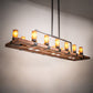 Meyda Lighting Grand Terrace 72" 14-Light Walnut Stained & Timeless Bronze Island Chandelier With Amber Frosted Shade Glass