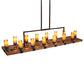 Meyda Lighting Grand Terrace 72" 14-Light Walnut Stained & Timeless Bronze Island Chandelier With Amber Frosted Shade Glass