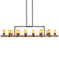Meyda Lighting Grand Terrace 72" 14-Light Walnut Stained & Timeless Bronze Island Chandelier With Amber Frosted Shade Glass