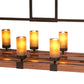 Meyda Lighting Grand Terrace 72" 14-Light Walnut Stained & Timeless Bronze Island Chandelier With Amber Frosted Shade Glass