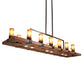 Meyda Lighting Grand Terrace 72" 14-Light Walnut Stained & Timeless Bronze Island Chandelier With Amber Frosted Shade Glass