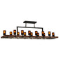 Meyda Lighting Grand Terrace 72" 20-Light Wrought Iron Chandelier With Frosted Amber Shade Glass