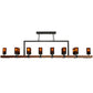 Meyda Lighting Grand Terrace 72" 20-Light Wrought Iron Chandelier With Frosted Amber Shade Glass