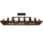 Meyda Lighting Grand Terrace 72" 20-Light Wrought Iron Chandelier With Frosted Amber Shade Glass