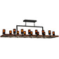 Meyda Lighting Grand Terrace 72" 20-Light Wrought Iron Chandelier With Frosted Amber Shade Glass