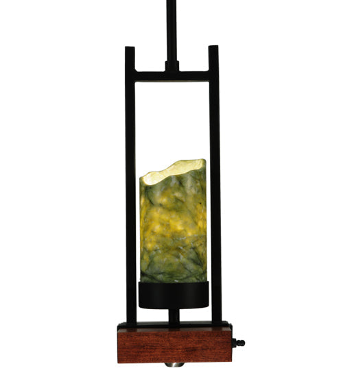 Meyda Lighting Grand Terrace 72" 6-Light Black Island Pendant Light With Dark Green Jadestone Shade