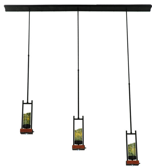 Meyda Lighting Grand Terrace 72" 6-Light Black Island Pendant Light With Dark Green Jadestone Shade