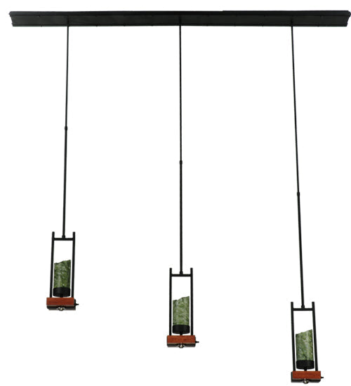Meyda Lighting Grand Terrace 72" 6-Light Black Island Pendant Light With Dark Green Jadestone Shade