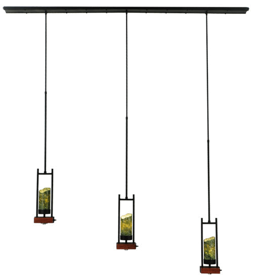 Meyda Lighting Grand Terrace 72" 6-Light Black Island Pendant Light With Dark Green Jadestone Shade