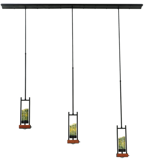 Meyda Lighting Grand Terrace 72" 6-Light Black Island Pendant Light With Dark Green Jadestone Shade