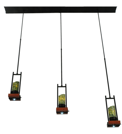 Meyda Lighting Grand Terrace 72" 6-Light Black Island Pendant Light With Dark Green Jadestone Shade