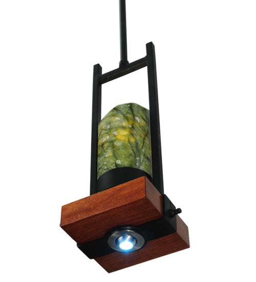 Meyda Lighting Grand Terrace 72" 6-Light Black Island Pendant Light With Dark Green Jadestone Shade