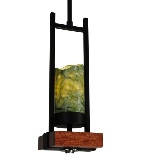 Meyda Lighting Grand Terrace 72" 6-Light Black Island Pendant Light With Dark Green Jadestone Shade