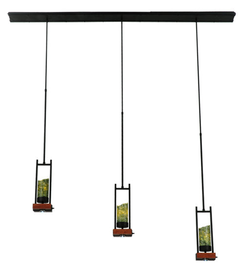Meyda Lighting Grand Terrace 72" 6-Light Black Island Pendant Light With Dark Green Jadestone Shade