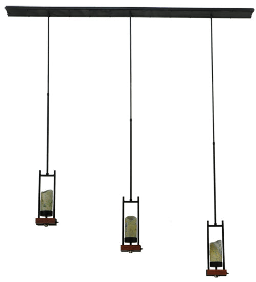 Meyda Lighting Grand Terrace 72" 6-Light Black Island Pendant Light With Light Green Jadestone Shade