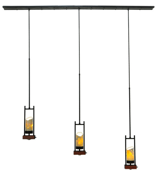 Meyda Lighting Grand Terrace 72" 6-Light Black Island Pendant Light With Light Green Jadestone Shade