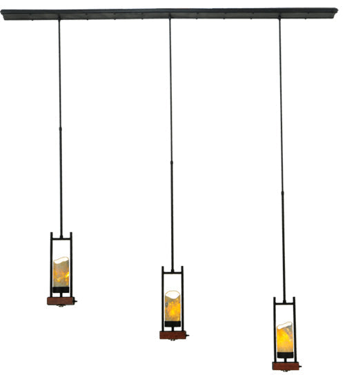 Meyda Lighting Grand Terrace 72" 6-Light Black Island Pendant Light With Light Green Jadestone Shade