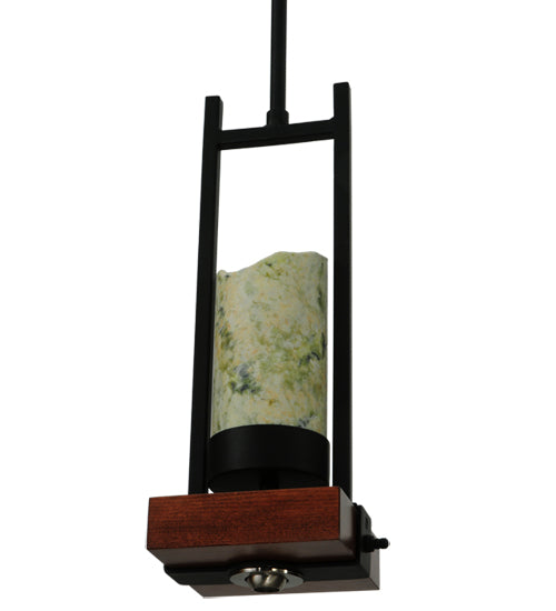 Meyda Lighting Grand Terrace 72" 6-Light Black Island Pendant Light With Light Green Jadestone Shade