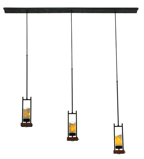 Meyda Lighting Grand Terrace 72" 6-Light Black Island Pendant Light With Light Green Jadestone Shade