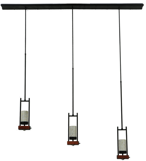 Meyda Lighting Grand Terrace 72" 6-Light Black Island Pendant Light With Light Green and White Jadestone Shade