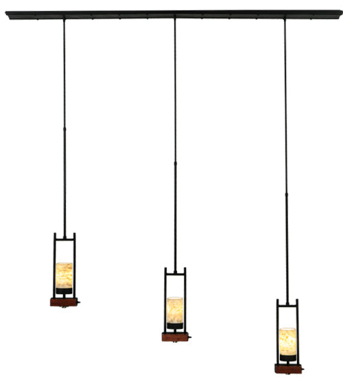 Meyda Lighting Grand Terrace 72" 6-Light Black Island Pendant Light With Light Green and White Jadestone Shade