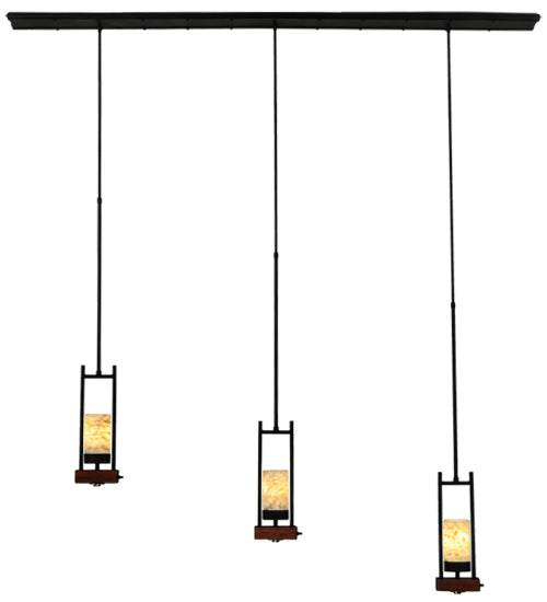 Meyda Lighting Grand Terrace 72" 6-Light Black Island Pendant Light With Light Green and White Jadestone Shade