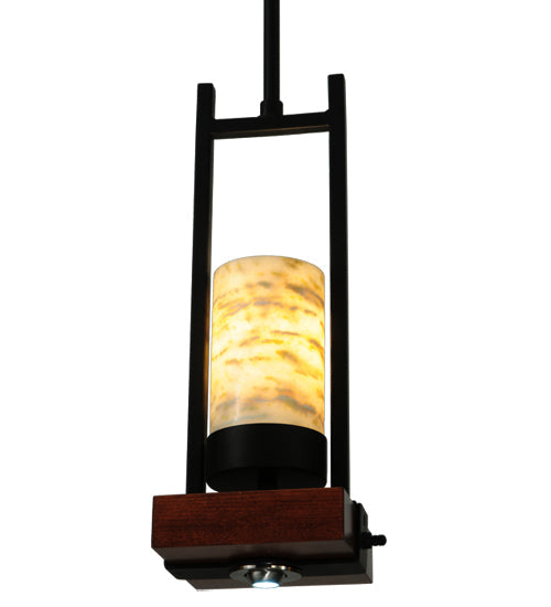 Meyda Lighting Grand Terrace 72" 6-Light Black Island Pendant Light With Light Green and White Jadestone Shade