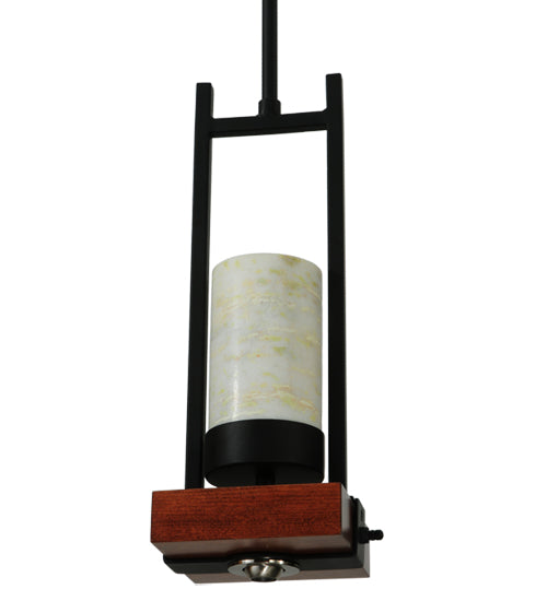 Meyda Lighting Grand Terrace 72" 6-Light Black Island Pendant Light With Light Green and White Jadestone Shade