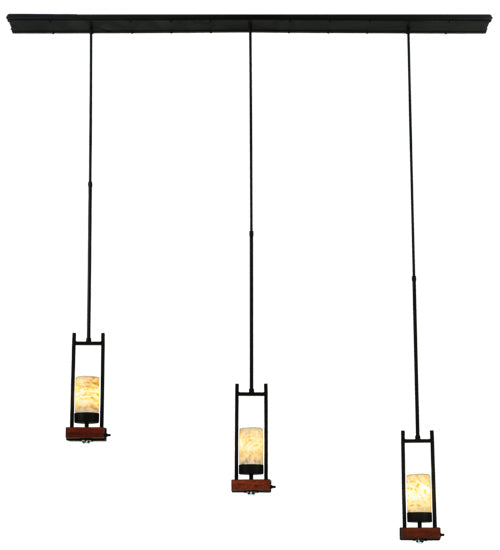 Meyda Lighting Grand Terrace 72" 6-Light Black Island Pendant Light With Light Green and White Jadestone Shade