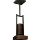 Meyda Lighting Grand Terrace 8" 2-Light Wrought Iron Pendant Light With Amber Shade Glass