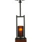 Meyda Lighting Grand Terrace 8" 2-Light Wrought Iron Pendant Light With Amber Shade Glass