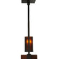 Meyda Lighting Grand Terrace 8" 2-Light Wrought Iron Pendant Light With Amber Shade Glass