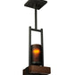 Meyda Lighting Grand Terrace 8" 2-Light Wrought Iron Pendant Light With Amber Shade Glass