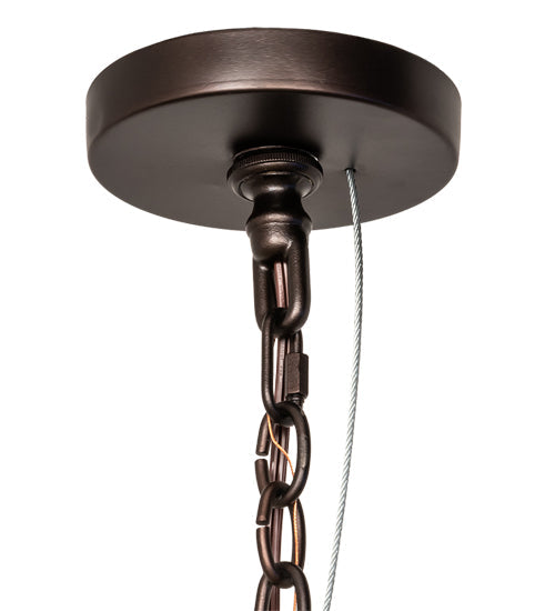 Meyda Lighting Grand Tulip Medallion 60" 14-Light 6-Arm Mahogany Bronze Chandelier With Multi-Colored Shade Glass