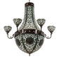 Meyda Lighting Grand Tulip Medallion 60" 14-Light 6-Arm Mahogany Bronze Chandelier With Multi-Colored Shade Glass