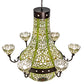 Meyda Lighting Grand Tulip Medallion 60" 14-Light 6-Arm Mahogany Bronze Chandelier With Multi-Colored Shade Glass