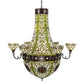 Meyda Lighting Grand Tulip Medallion 60" 14-Light 6-Arm Mahogany Bronze Chandelier With Multi-Colored Shade Glass