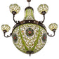 Meyda Lighting Grand Tulip Medallion 60" 14-Light 6-Arm Mahogany Bronze Chandelier With Multi-Colored Shade Glass
