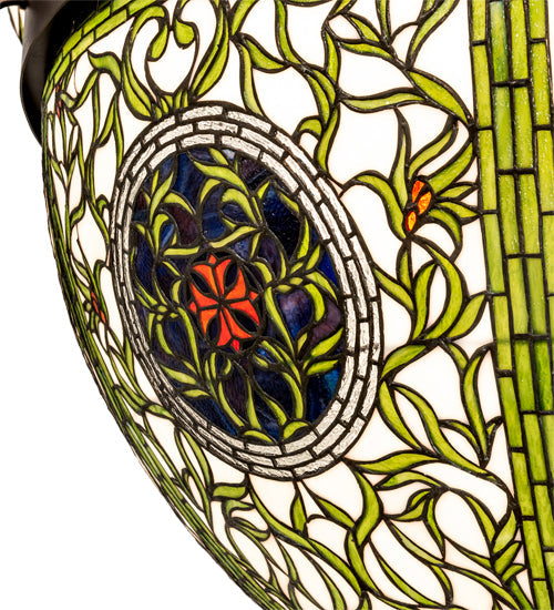 Meyda Lighting Grand Tulip Medallion 60" 14-Light 6-Arm Mahogany Bronze Chandelier With Multi-Colored Shade Glass