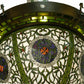 Meyda Lighting Grand Tulip Medallion 70" 22-Light 6-Arm Black Hills Gold Chandelier With Green & White Shade Glass