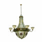 Meyda Lighting Grand Tulip Medallion 70" 22-Light 6-Arm Black Hills Gold Chandelier With Green & White Shade Glass